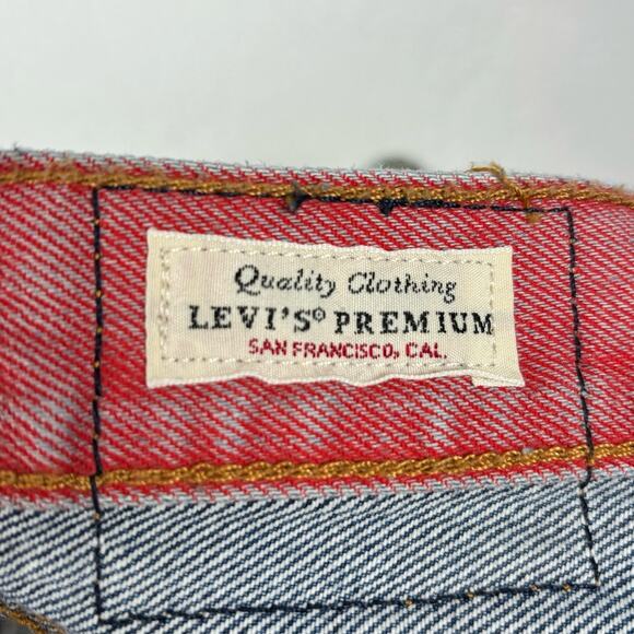 Levi's 501 Premium High Rise Colorblock Moto Denim Shorts Size 32 - Picture 4 of 5